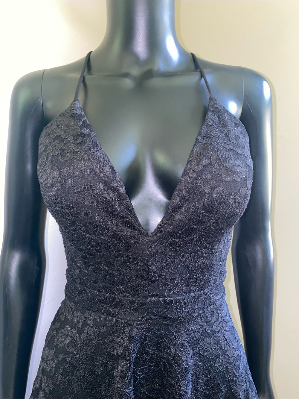 Emerald Sundae Black Lace V-Neck Mini Dress - Picture 4 of 13